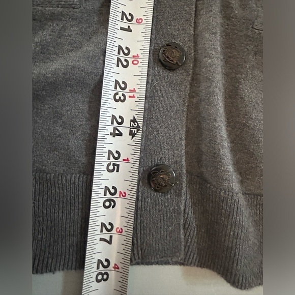 Lauren Ralph Lauren Cashmere Blend Gray Horse Button Cardigan Size M Old Money - Picture 7 of 10